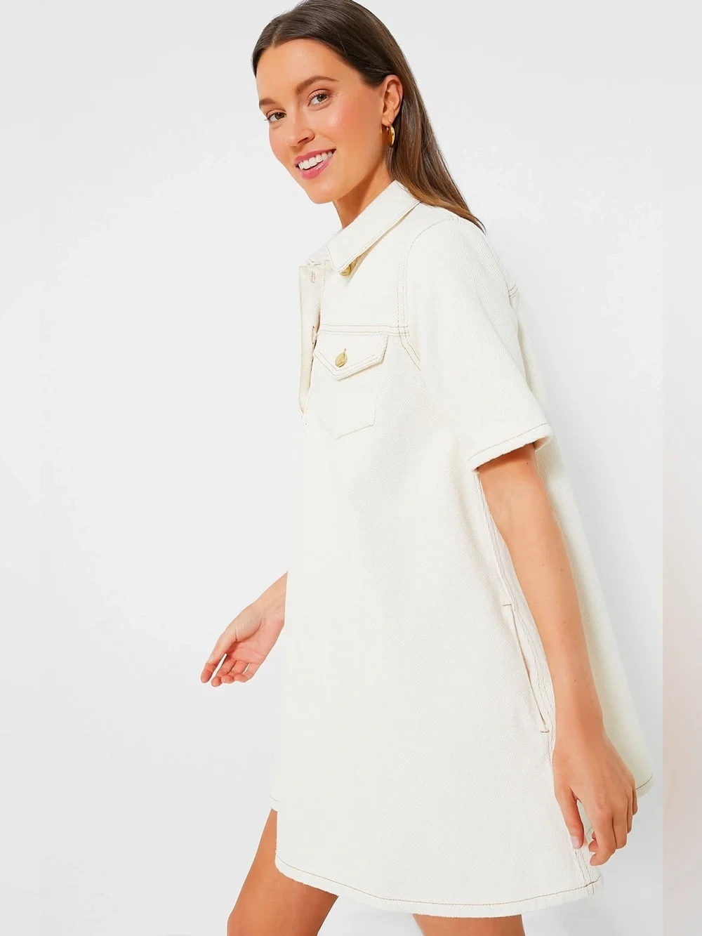GANNI Egret Heavy Denim Mini Dress EU36